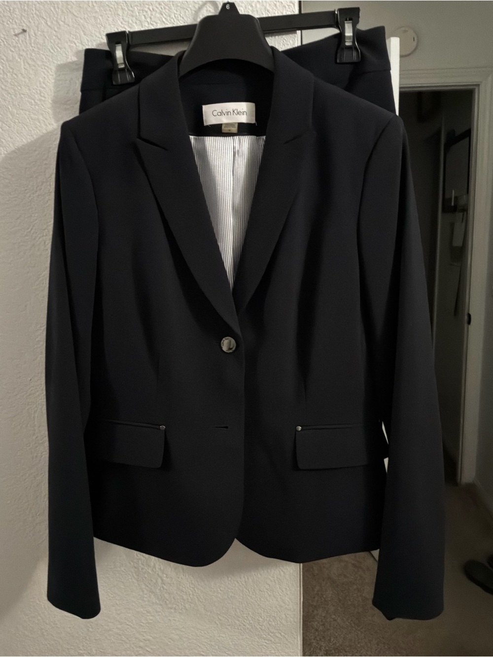 Calvin Klein 2-Piece Skirt Suit Set | Single-Button Blazer & Pencil Skirt